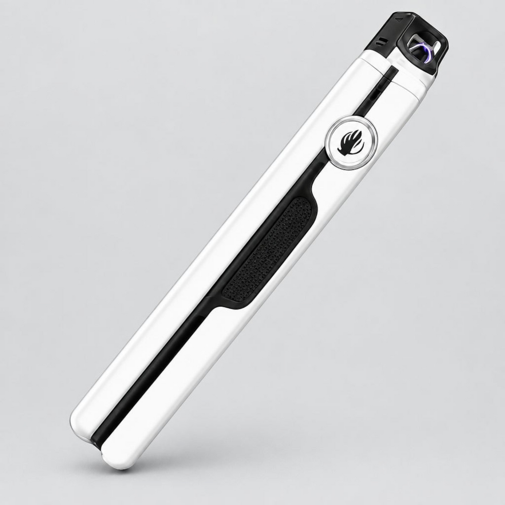 Ignite Culture slim white flameless dual-arc USB-rechargeable lighter with safety lid and windproof design